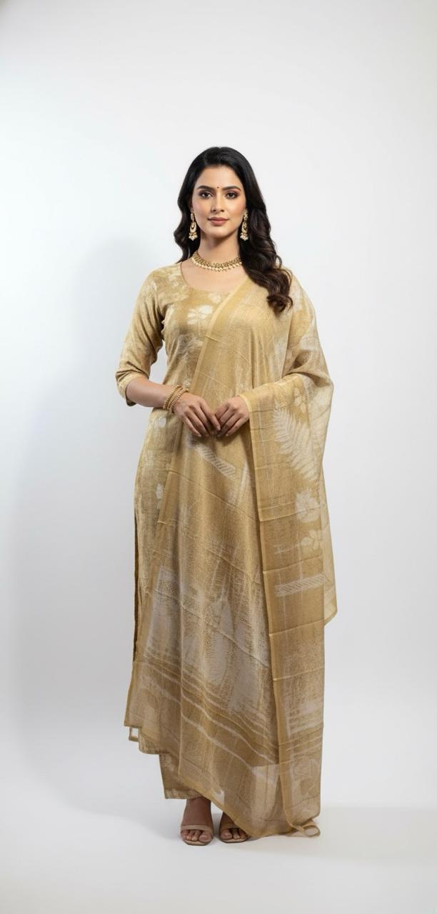 LINEN SUIT WITH NATURAL PATTERN DESIGN