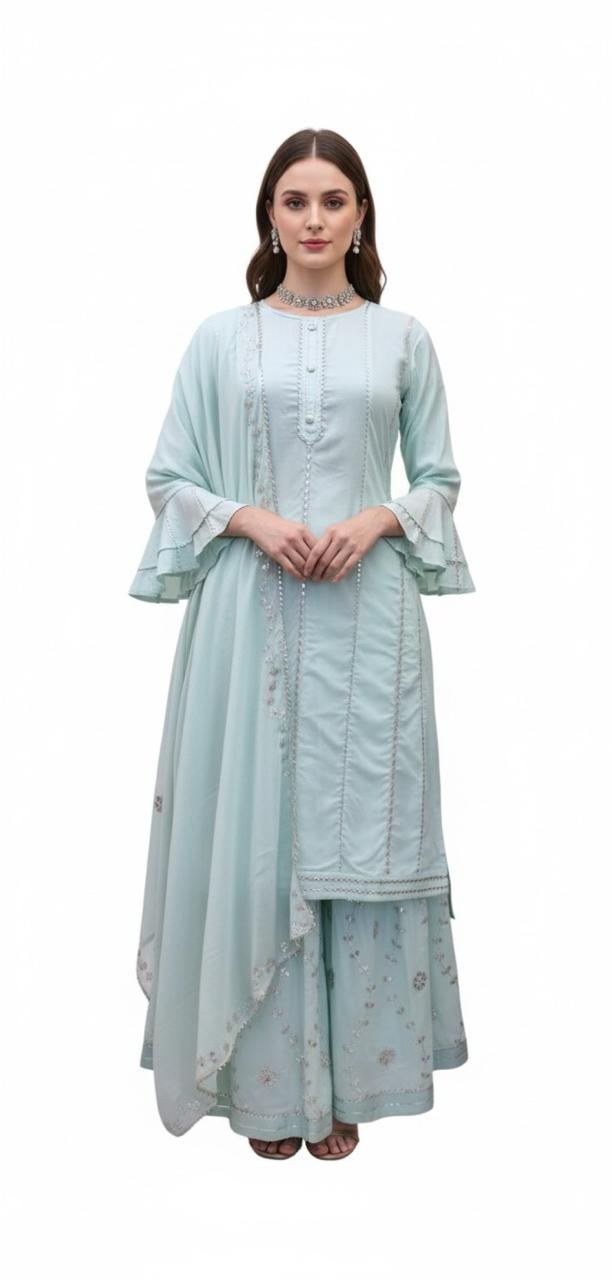 COTTON SEMI STITCH KURTI WITH SKIRT