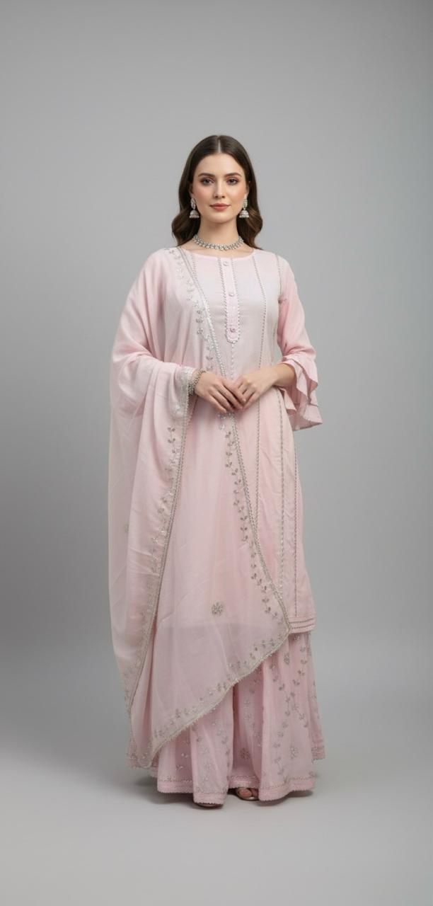 COTTON SEMI STITCH KURTI WITH SKIRT