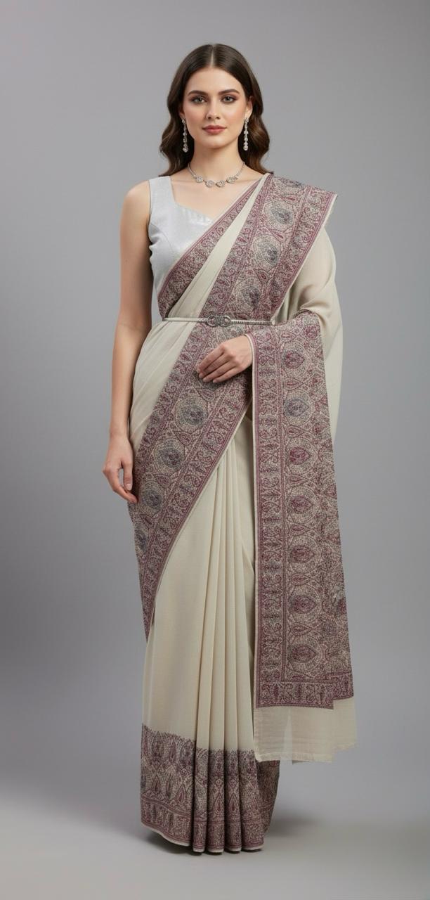 GEORGETTE SAREE WITH KASHMIRI EMBROIDERY