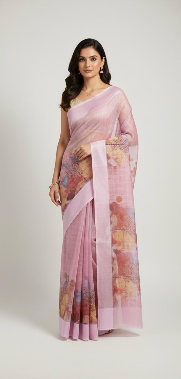 LIGHT PINK KOTA DORIYA SAREE