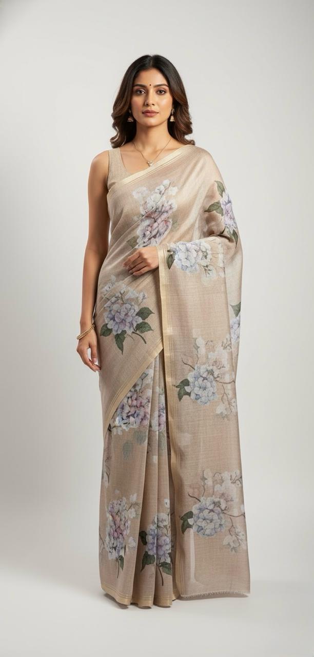 ORGANZA CHANDERI SAREE WITH DIGITAL PRINT