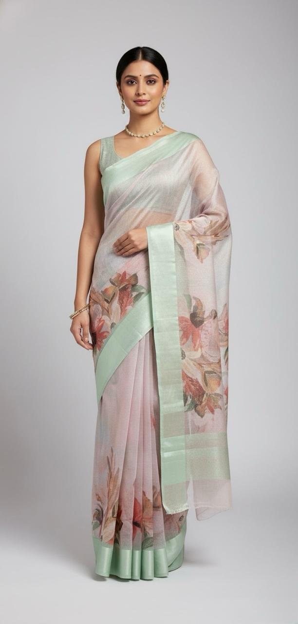 LIGHT PINK KOTA DORIYA SAREE