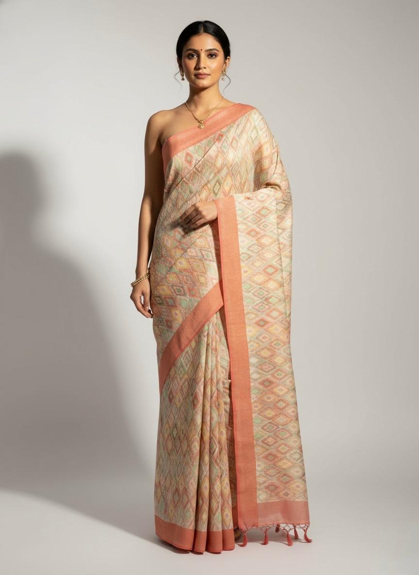 PATOLA SILK SAREE WITH GEOMATRIC MOTIFS