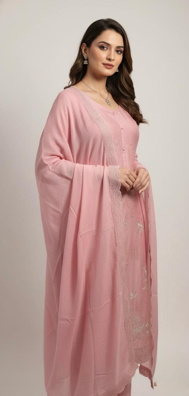 CHANDERI SUIT WITH ZARI THREAD EMBROIDERY