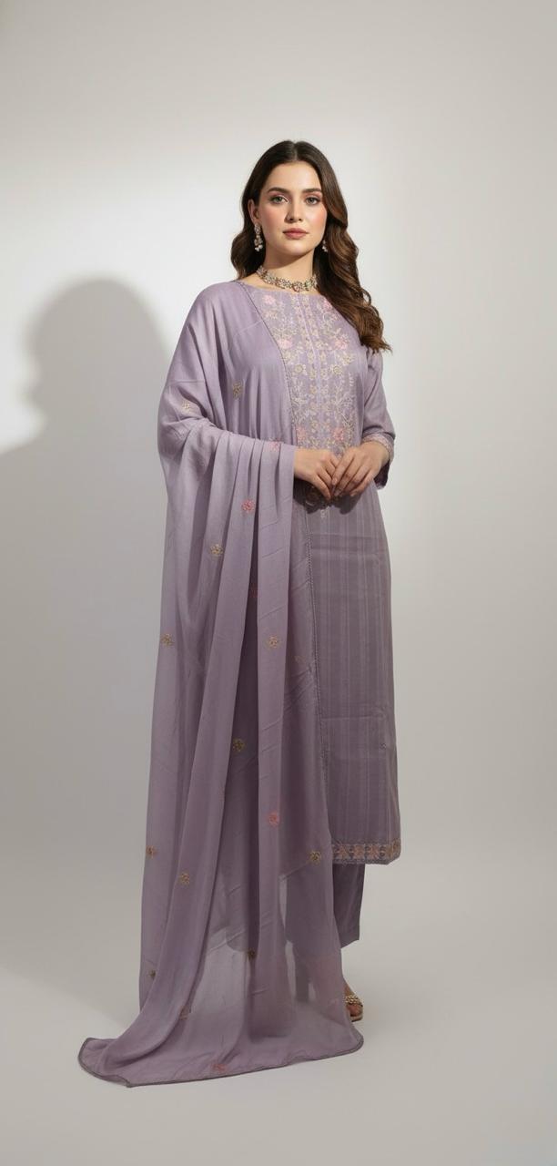 Stripes meet sophistication! Beautifully embroidered cotton suits for women for effortless style