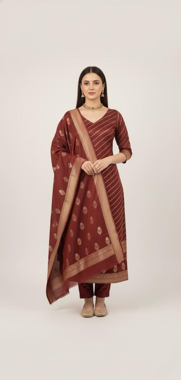 BROCADE SUIT WITH JAL WEAVING