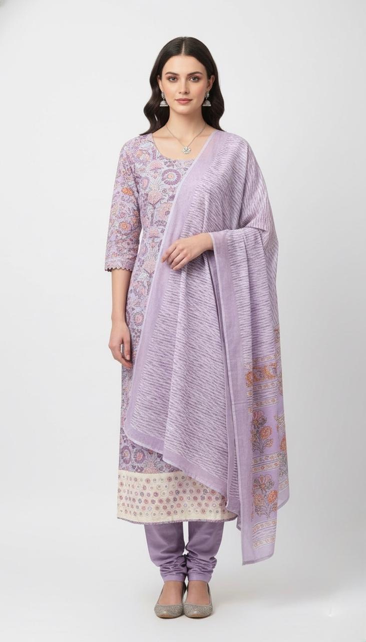 COTTON SUIT WITH FLORAL PRINT DESIGN