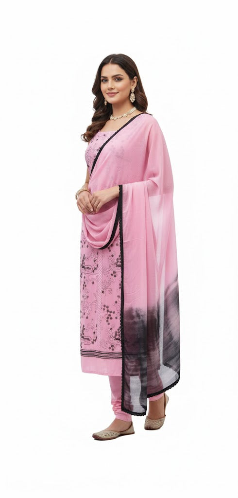 GEORGETTE SUIT WITH FULL  MACHINE EMBROIDER KURTI