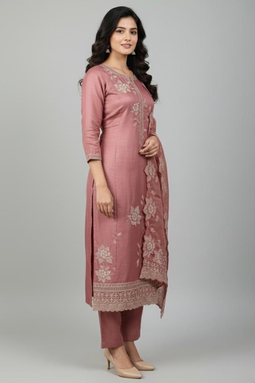 TISSUE UNSTITCH SUIT ADORNED WITH PATCH WORK