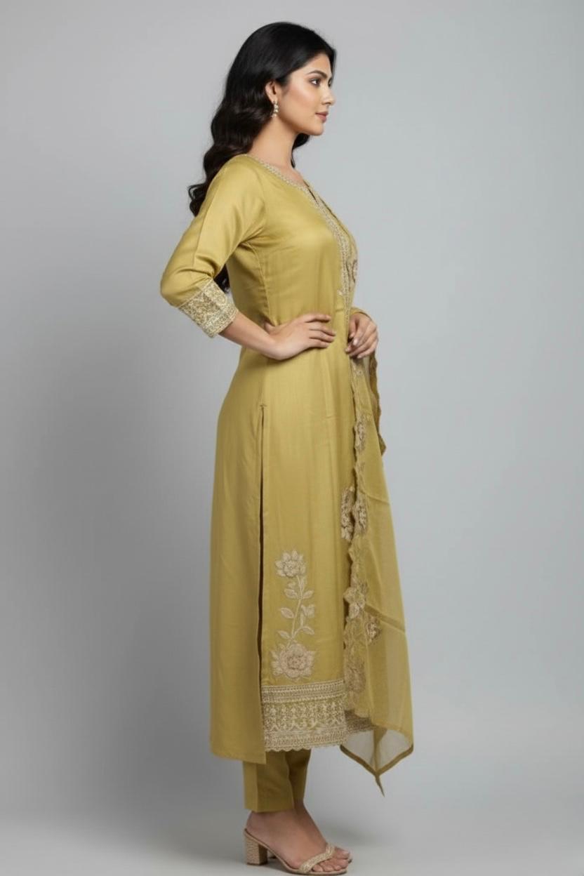 TISSUE UNSTITCH SUIT ADORNED WITH PATCH WORK