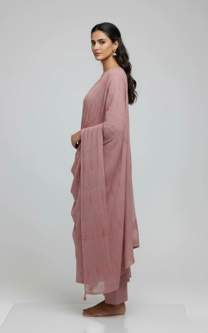 GEORGETTE UNSTITCH SUIT ,HIGHLIGHT WITH KARACHI YOKE THREAD EMBROIDERY