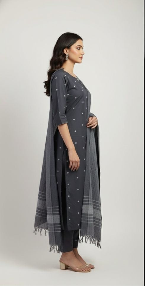 HANDLOOM JAMDANI COTTON SUIT